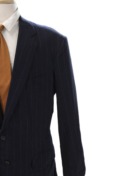 Alan Flusser Mens Blue Solid Blazer Size 44