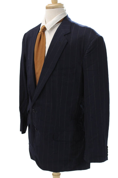 Alan Flusser Mens Blue Solid Blazer Size 44