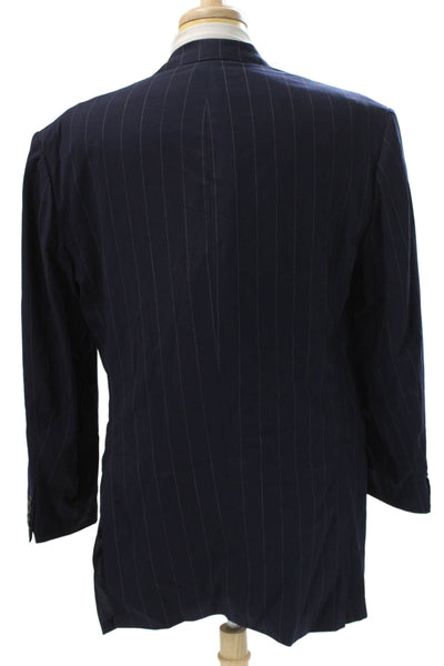 Alan Flusser Mens Blue Solid Blazer Size 44
