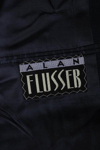Alan Flusser Mens Blue Solid Blazer Size 44