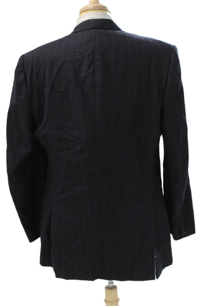 Sulka Mens Blazer Blue Striped Cashmere Size 58