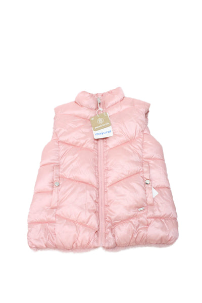 Mayoral Childrens Girls Button Down Reversible Puffer Vest Jacket Pink Size 7