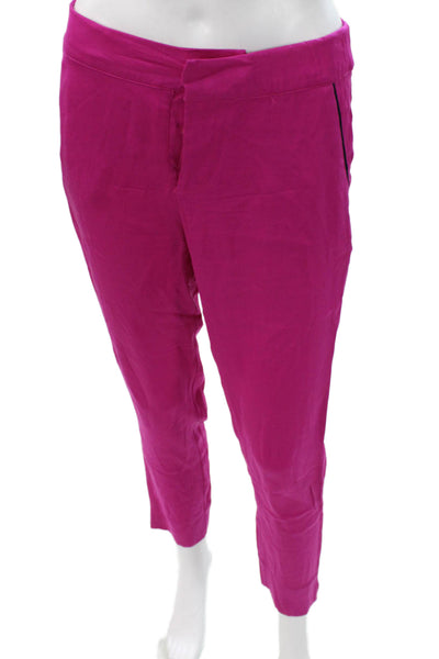 Piamita Women Cropped Pink Silk Pants Zip Closure Size XS