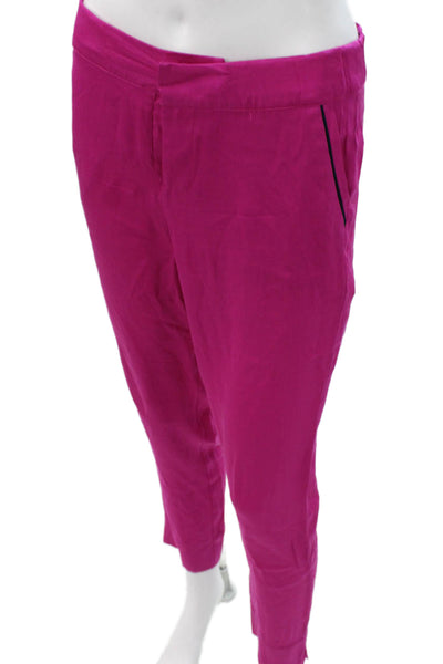 Piamita Women Cropped Pink Silk Pants Zip Closure Size XS