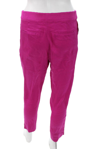 Piamita Women Cropped Pink Silk Pants Zip Closure Size XS