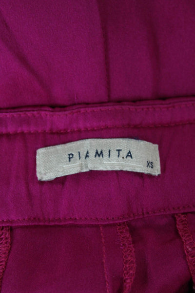 Piamita Women Cropped Pink Silk Pants Zip Closure Size XS