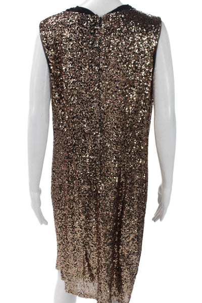 Ignite Womens Shift Dress Gold Sleeveless Knee Length Polyester Size 16
