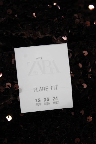 Zara Womens Dress Pants Brown Polyester Pull On Size XS