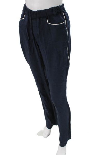 Piamita Womens Dress Pants Silk Blue Pull On Solid Size S