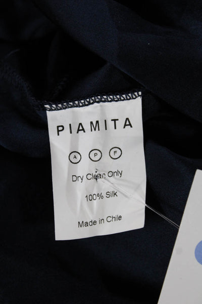 Piamita Womens Dress Pants Silk Blue Pull On Solid Size S
