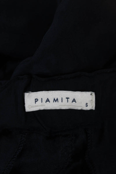 Piamita Womens Dress Pants Silk Blue Pull On Solid Size S