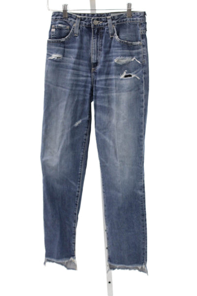AG Adriano Goldschmied Women Straight Jeans Blue High Rise Size 26