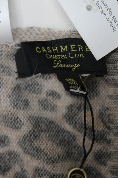 Charter Club Cashmere Womens Cashmere Animal Print Scarf Brown Combo Size OS