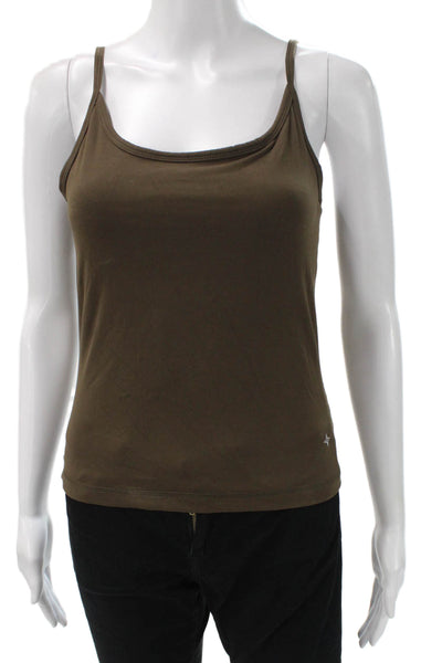Tuckernuck Women Brown Nylon Blend Sleeveless Tank Top Round Neck Size S
