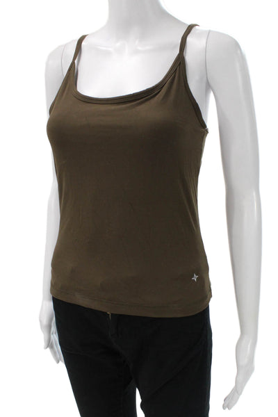 Tuckernuck Women Brown Nylon Blend Sleeveless Tank Top Round Neck Size S