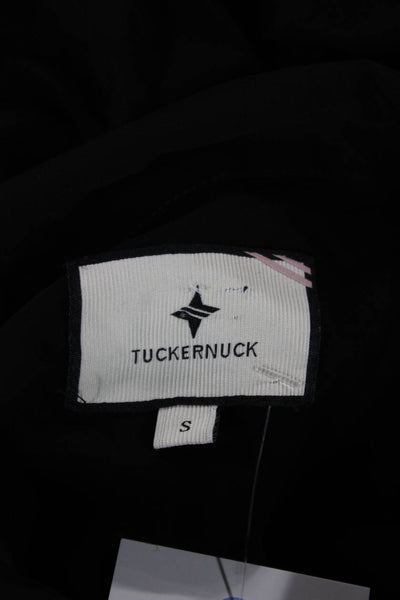 Tuckernuck Women Basic Collared Black Button-Up Blouse Long Sleeve Size S