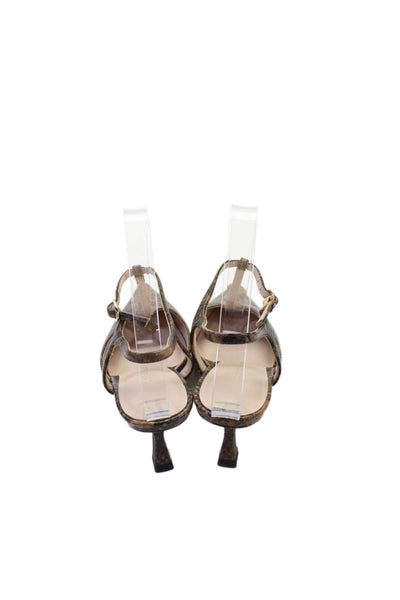 Tuckernuck Womens Embossed Snakeskin Ankle Strap Heels Shoes Brown Size 6