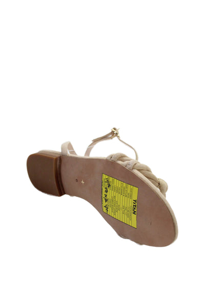 Tuckernuck Womens Suede Knot Detail Ankle Strap Sandals Shoes Beige Size 6