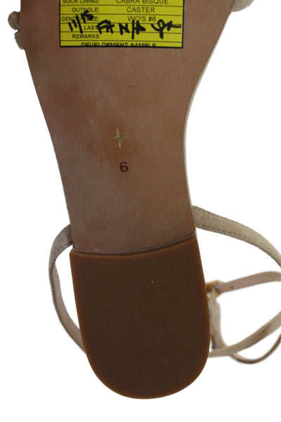 Tuckernuck Womens Suede Knot Detail Ankle Strap Sandals Shoes Beige Size 6