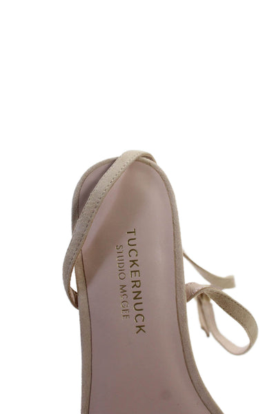 Tuckernuck Womens Suede Knot Detail Ankle Strap Sandals Shoes Beige Size 6