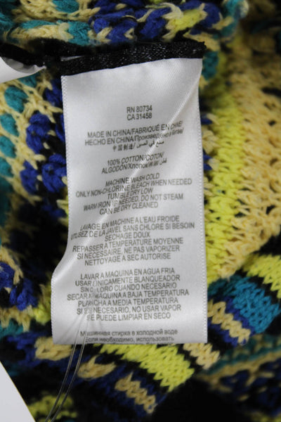BCBG Max Azria Women Yellow Tunic Sweater Striped Cotton Size S