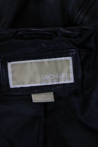 Michael Michael Kors Womens Biker Leather Jacket Gray Zip Long Sleeve Size S