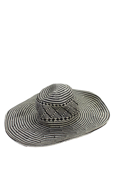 J Crew Womens Woven Geometric Sun Hat Black