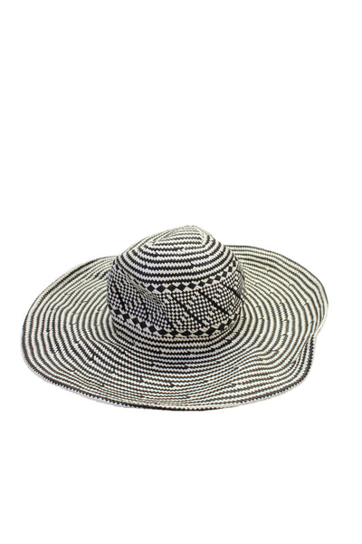 J Crew Womens Woven Geometric Sun Hat Black