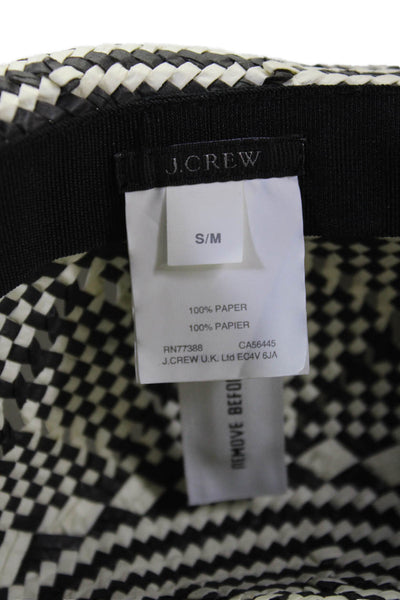 J Crew Womens Woven Geometric Sun Hat Black