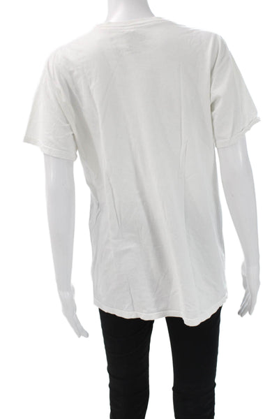 Retro Brand Unisex White Cotton Basic T Shirt Crew Neck Short Sleeve Size M
