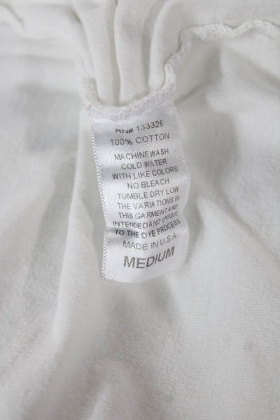 Retro Brand Unisex White Cotton Basic T Shirt Crew Neck Short Sleeve Size M
