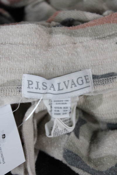 PJ Salvage Womens Beige Camo Drawstring Lounge Pants Size XS