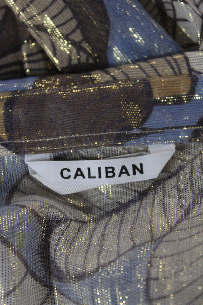 Caliban Women Blue Floral Shirt Dress Sleeveless Cotton Size 42