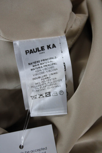 Paule Ka Women Fit & Flare Dress Beige Animal Print Viscose Cap Sleeve Size 40