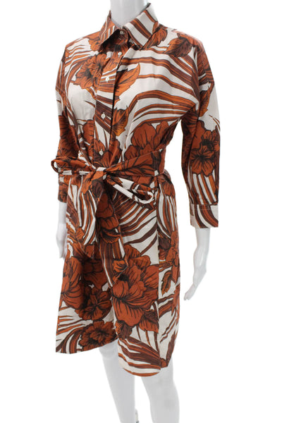 Sara Roka Women Shirt Dress White Floral Long Sleeve Size 42