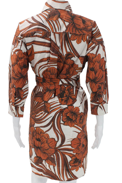 Sara Roka Women Shirt Dress White Floral Long Sleeve Size 42