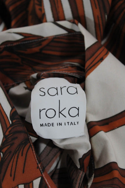 Sara Roka Women Shirt Dress White Floral Long Sleeve Size 42
