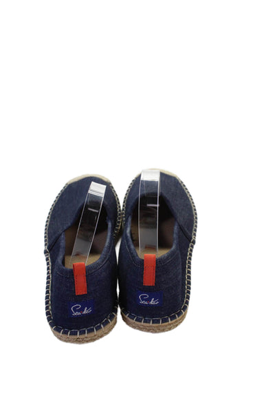 Sea Star Womens Denim Slide On Espadrille Flats Blue Size 10