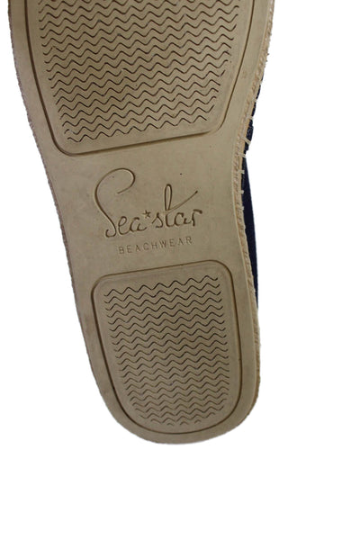 Sea Star Womens Denim Slide On Espadrille Flats Blue Size 10