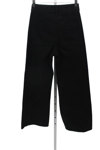Zara Womens Cropped Black High Rise Cotton Pants Size 2