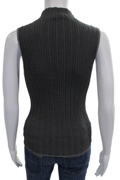 Theory Women Basic Sleeveless Mock Neck Tank Gray Viscose Size 0P