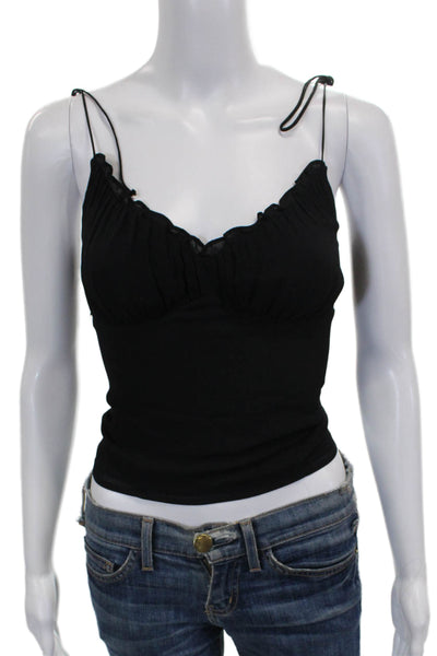 Reformation Women Black Sweetheart Tank Zip Viscose Sleeveless Size 0