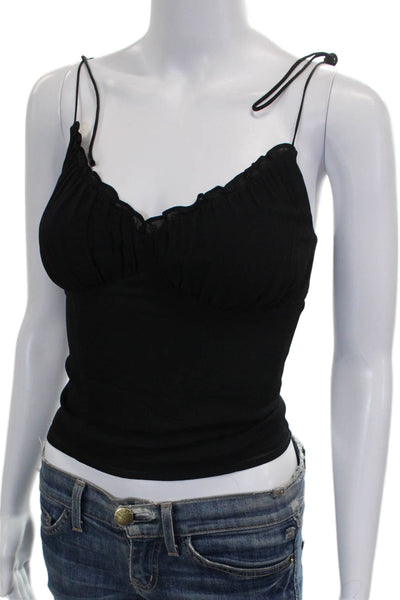 Reformation Women Black Sweetheart Tank Zip Viscose Sleeveless Size 0