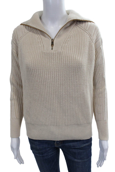 525 Womens Collared Pullover Sweater Beige Cotton Long Sleeve Size XS