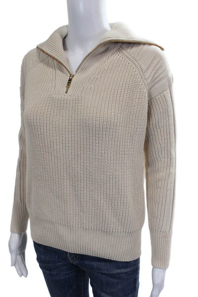 525 Womens Collared Pullover Sweater Beige Cotton Long Sleeve Size XS