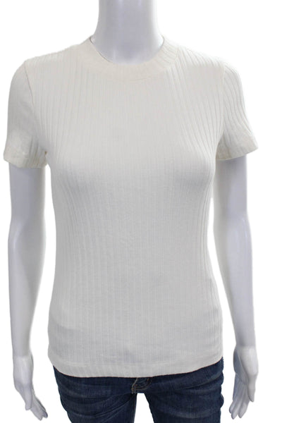 Vince Women Ivory Cotton Crewneck T-Shirt Size XS