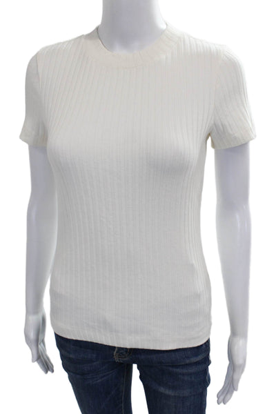 Vince Women Ivory Cotton Crewneck T-Shirt Size XS