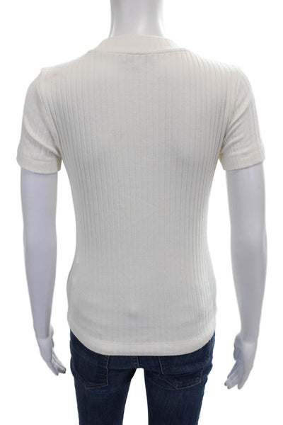 Vince Women Ivory Cotton Crewneck T-Shirt Size XS