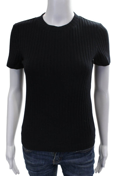 Vince Women Basic Black Crew Neck Short Sleeve T-Shirt Size XS Petite