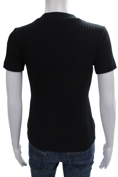 Vince Women Basic Black Crew Neck Short Sleeve T-Shirt Size XS Petite